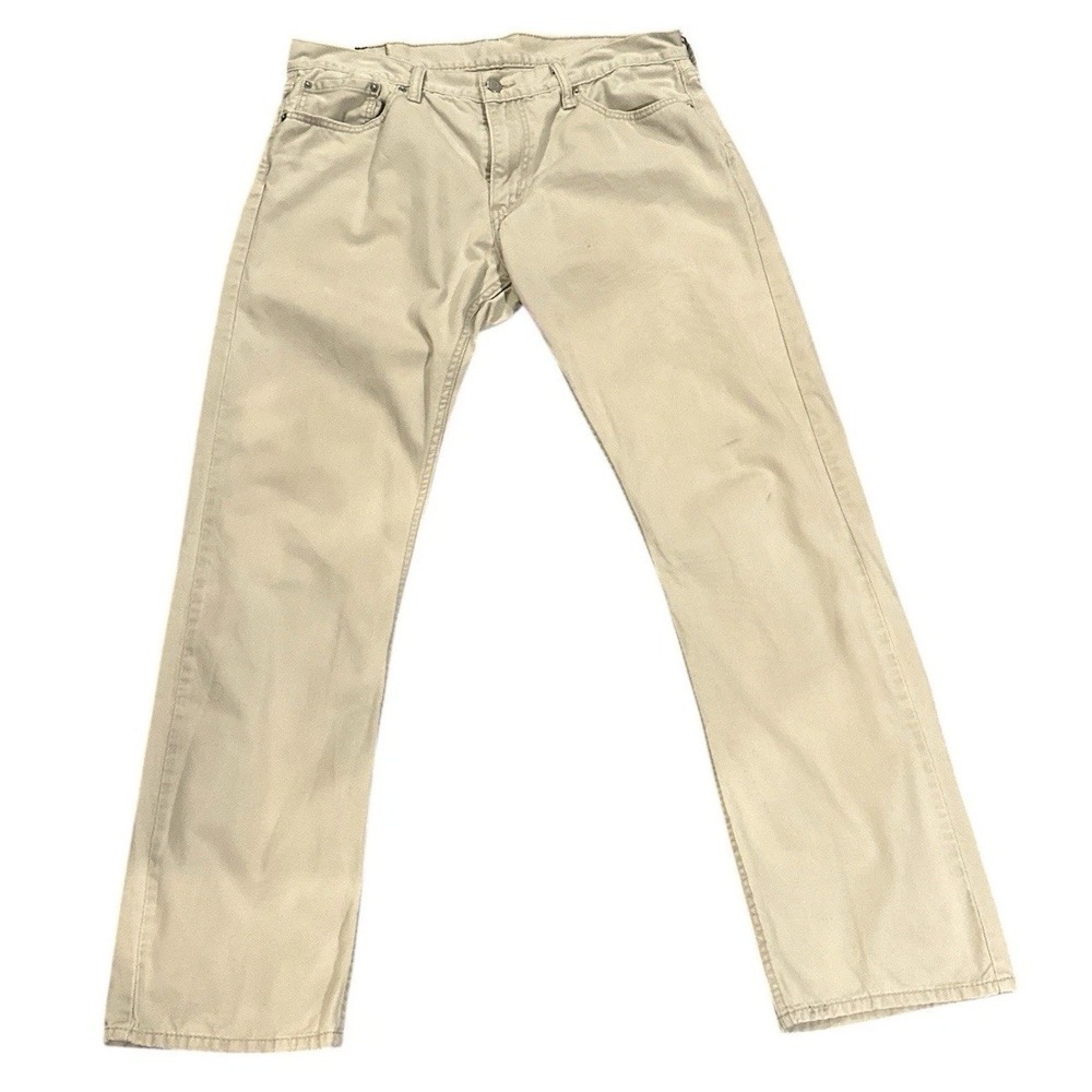 Levis 514 Khaki Pants Jeans Mens 36x34 Straight Fit Tan Beige Cotton Work Casual